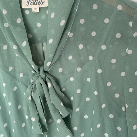 (A10) NEW Listicle Large Polka Dot necktie midi Dress, Size Large, NWOT - Picture 6 of 12